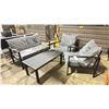 Image 1 : PATIOFLARE TYLOR BLACK 4 PCS ALUMINUM OUTDOOR PATIO CONVERSATION SET WITH GREY CUSHIONS *IN BOX*