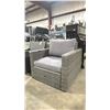 Image 1 : PATIOFLARE WHITNEY PF10017 GREY PLASTIC RATTAN OUTDOOR PATIO ARM CHAIR WITH GREY CUSHIONS *IN BOX*
