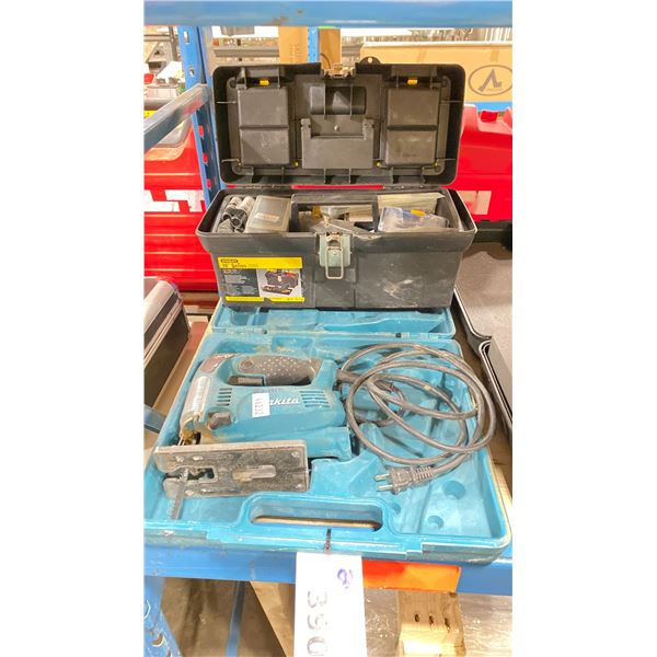MAKITA ELECTRIC JIG SAW IN HARD TRANSPORT CASE WITH STANLEY 16" TOOL BOX & ASSORTED TOOL CONTENTS