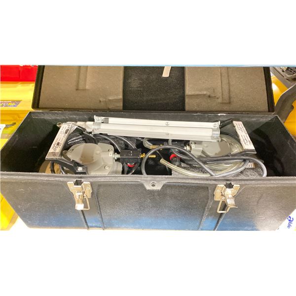 BLACK PLASTIC TOOL BOX WITH 2 COMMERCIAL PNEUMATIC CLAMP TOOL KIT