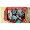 Image 2 : MILWAUKEE SOFT TOOL BAG OF ASSORTED MAKITA ELECTRIC CORDLESS POWER TOOL CHARGERS