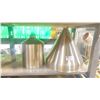Image 1 : 2 STAINLESS STEEL COMMERCIAL CONE & CYLINDER FEEDER HOPPERS