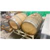 Image 2 : 2 SAURY OAK COMMERCIAL BREWERY WINE AGING BARRELS ON DUAL BARREL METAL STAND