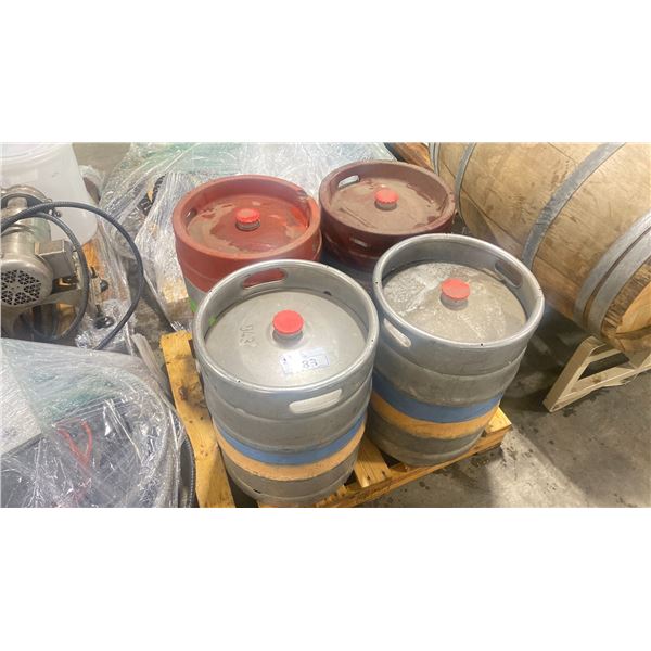 PALLET OF 4 STAINLESS STEEL COMMERCIAL KEGS
