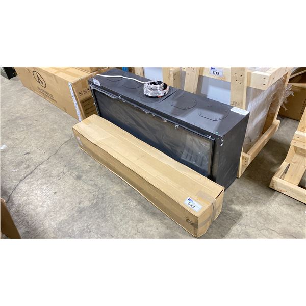 MONTIGO DRL4813NI BLACK METAL 50  RECESSED WALL INSERT TOP VENTED GAS FIRE PLACE & BOX OF