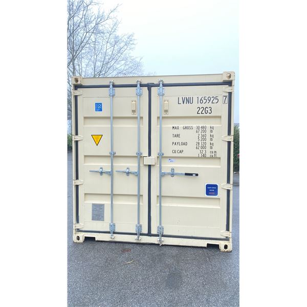 BEIGE 20' 67,200 MAX CAPACITY INDUSTRIAL TRANSPORT CONTAINER WITH DUAL SWING REAR DOOR,