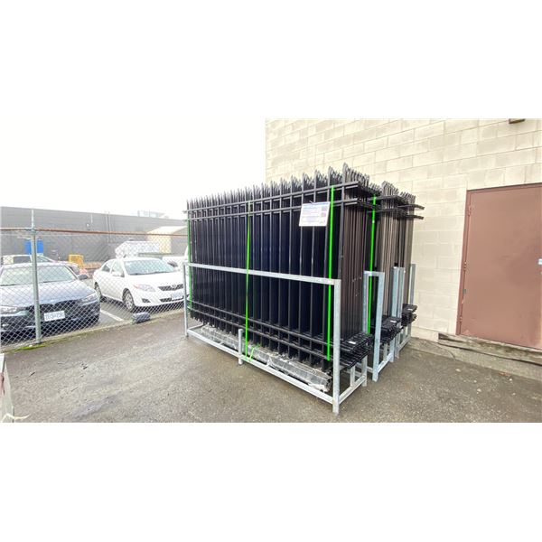 FENS FEN20 - 10'L X 7'H BLACK METAL SITE FENCING, INCLUDES 20 FENCE PANELS + 21 POSTS WITH