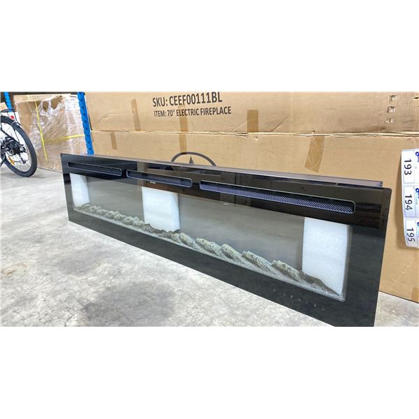 CHARAVECTOR CEEF00111BL BLACK METAL 70" RECESSED WALL MOUNTED ELECTRIC FIRE PLACE *IN BOX*