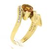 Image 9 : 18k Yellow Gold 1.98 ctw Pear Cut Citrine & Channel Diamond Grooved Bypass Ring