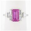 Image 1 : NEW Platinum 2.76 ctw GIA Emerald Step Cut Pink Sapphire & Diamond Engagement Ri