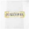 18k Yellow Gold 0.70 ctw Channel Set Princess Cut Diamond w/ "X" Sides Band Ring