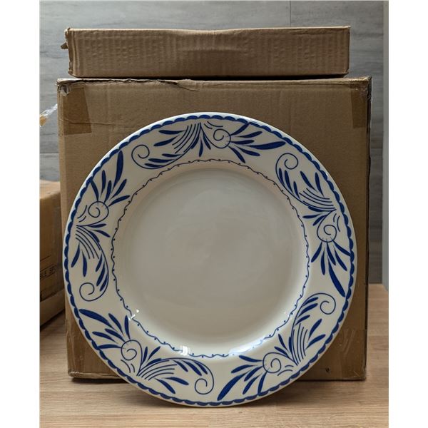 Homer Laughlin 11-1/8" Round Blue Mex Plates - Lot of 12 (1 Case) | RackH