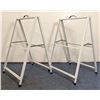 Image 1 : 24" x 36" White Metal A-Frame Sidewalk Sign Holders - Lot of 2 | JS-1/Front2Side