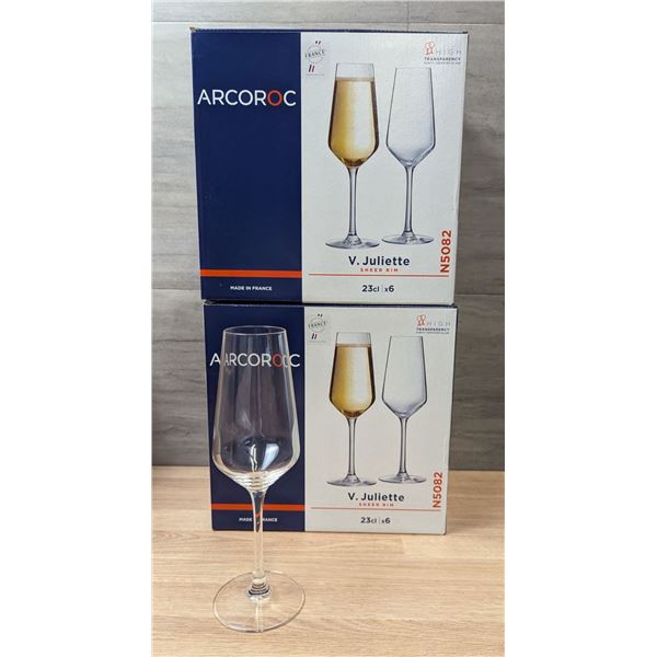 Arcoroc 7-3/4oz Champagne Flute Glasses - Lot of 12 (2 Cases) | FrontD