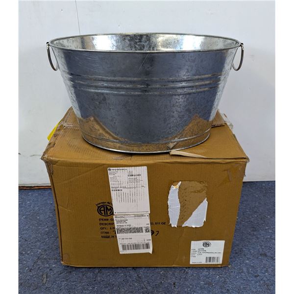 811oz Oval Galvanized Metal Tubs - Lot of 6 (1 Case) | MR1-1