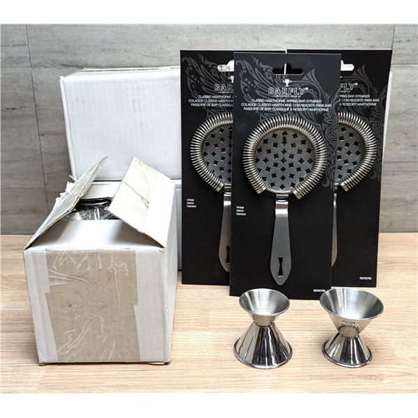 Double Jiggers & Bar Strainers - Lot of 63pcs | MR3-2
