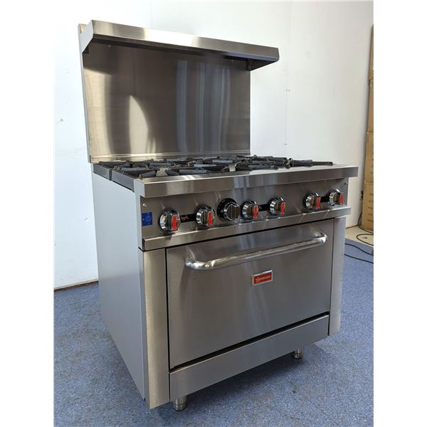 36" Six Burner Range, Natural/Propane Gas, Omcan 46151 | MR5,6