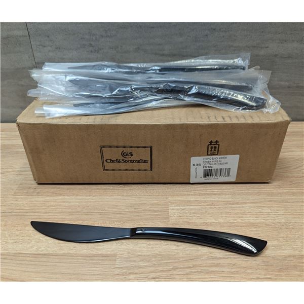 Chef & Sommelier Kya Black 9-3/8" Stainless Dinner Knives - Lot of 36 | CC4/FM304
