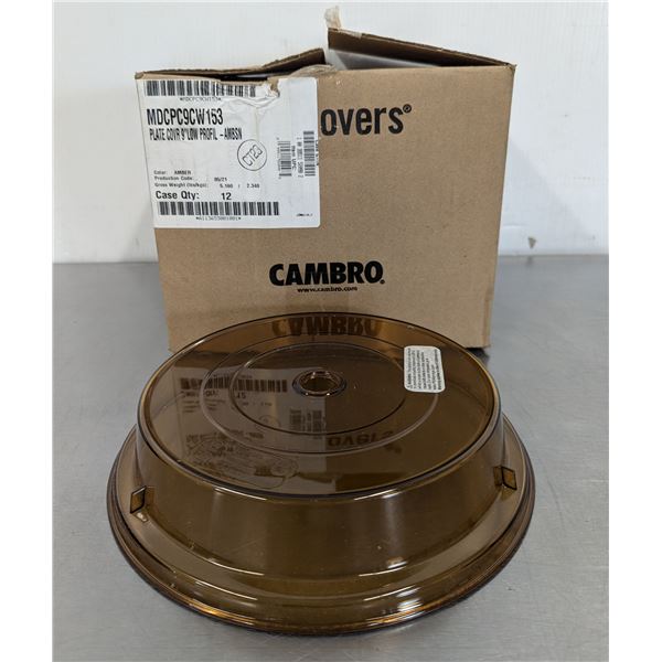 Cambro 9 1/8" Amber Low Profile Plate Covers - Lot of 12 (1 Case) | FtF