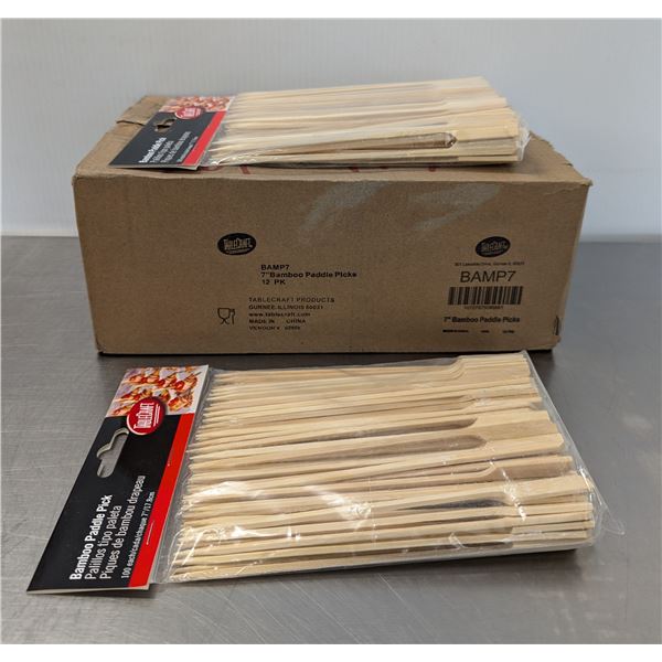Tablecraft 7" Bamboo Paddle Picks - Pack of 12 (1 Case) | FtC
