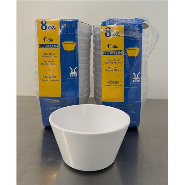 8oz White Melamine Bouillon Cups - Lot of 24 | FtG