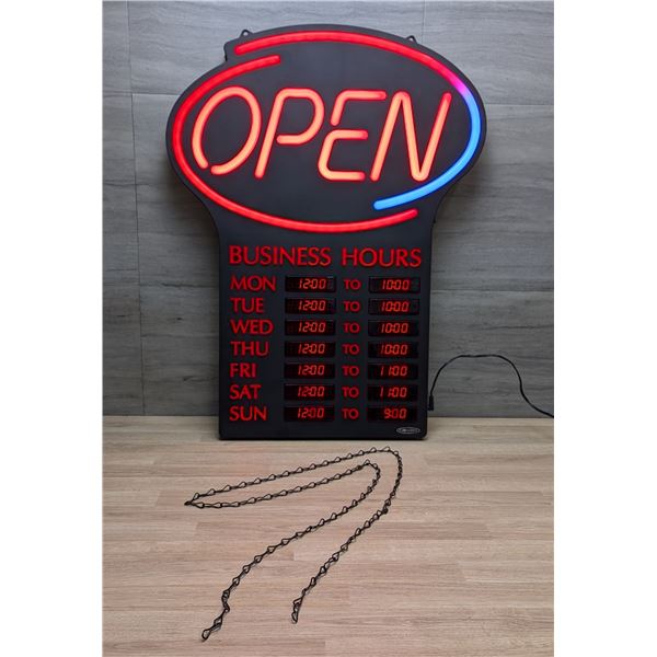 Newon Led Open Sign With Programmable Business Hours & Flashing Effects | Open-2/FrC