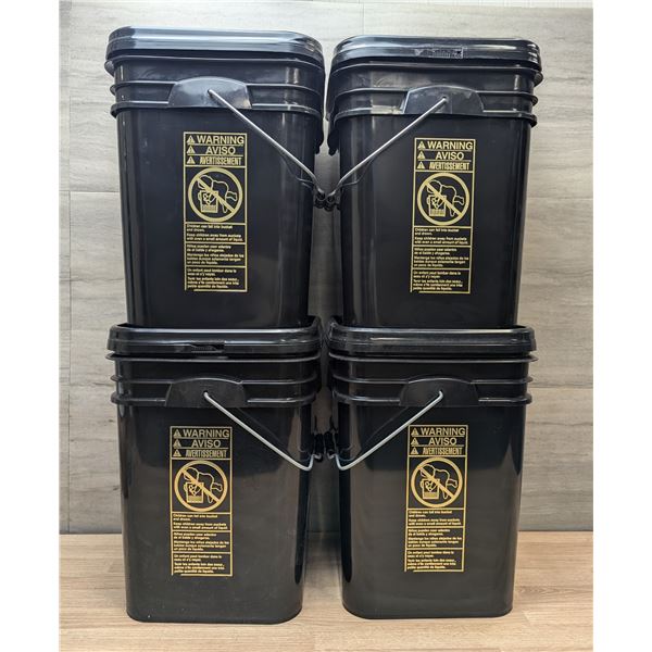 Letica 4 Gallon Square Buckets With Snap On Lids - Set of 4 | MR2-2