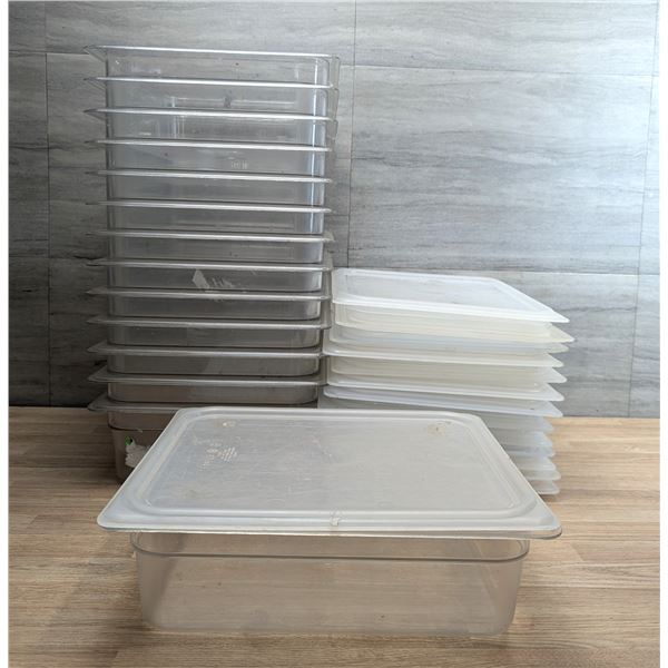 1/2 Size 4" Deep Polycarbonate Inserts With Lids - Set of 14 | Pans8/L4L2