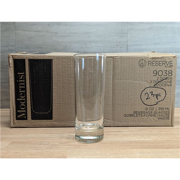 Reserve Modernist 12oz Beverage Glasses - Lot of 23 | EC8