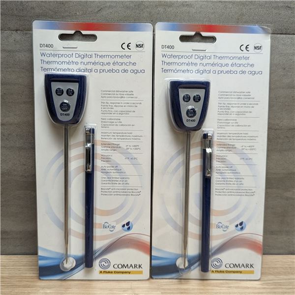 Comark High-Accuracy Waterproof Digital Pocket Thermometers - Lot of 2 | Front C