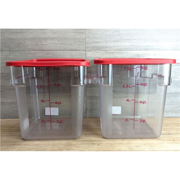 8qt Clear Food Storage Bins with Red Lids - Lot of 2 (4pcs) |