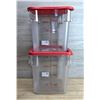 Image 2 : 8qt Clear Food Storage Bins with Red Lids - Lot of 2 (4pcs) |
