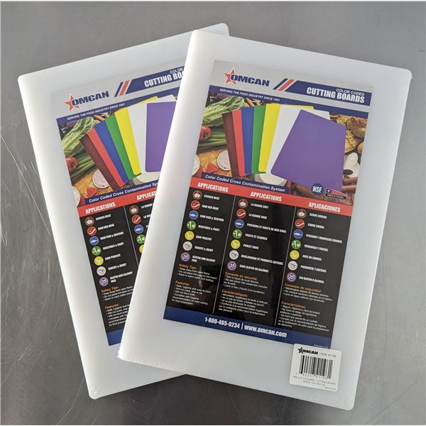 12" x 18"  White Cutting Boards, Omcan 41196 - Lot of 2 | L12-B
