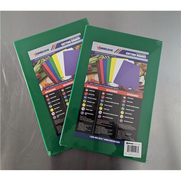 12" x 18"  Green Cutting Boards, Omcan 41198 - Lot of 2 | L12-B
