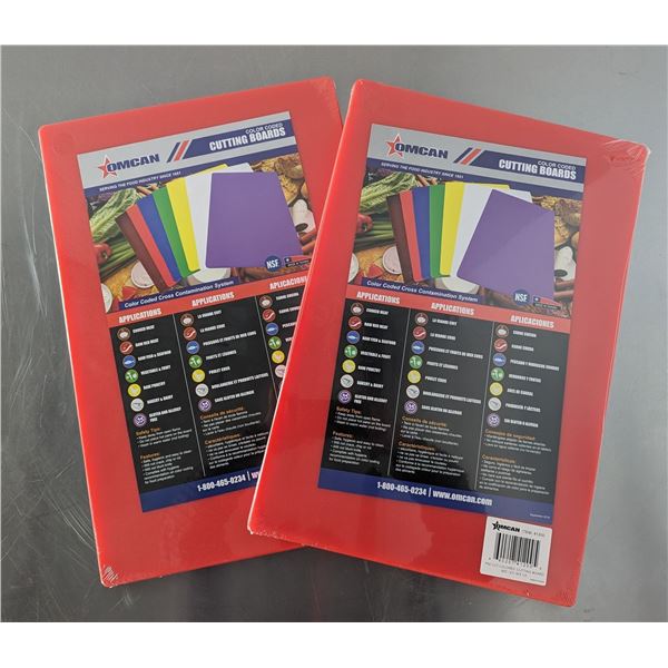 12" x 18"  Red Cutting Boards, Omcan 41200 - Lot of 2 | L12-B