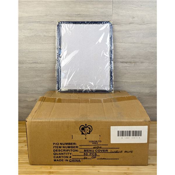 8.5" x 11.25" Single Blue Menu Covers - Lot of 50 | JR 43913/R5-2