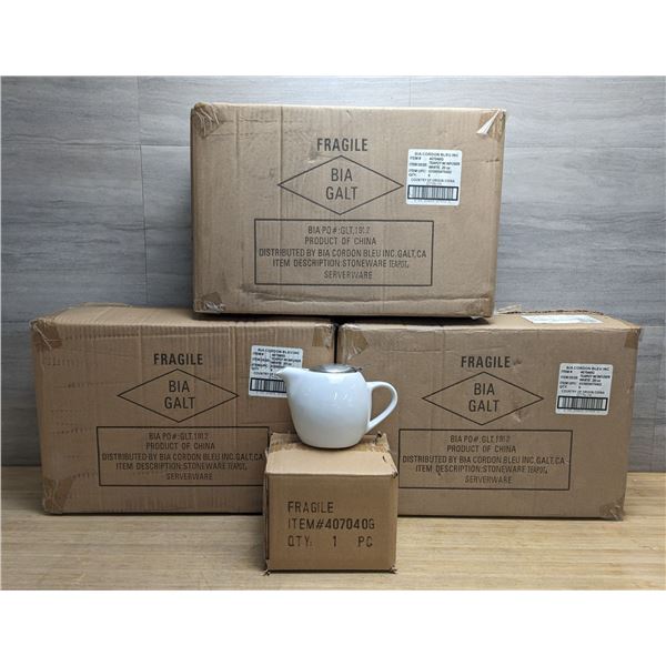 20oz White Teapots With Infusers - Lot of 18 (3 Cases) | R5-2