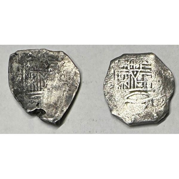 Mexico, c. 1682, 8 reales, a group of 2, salvaged from the shipwreck of the British East India ship 