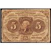 Image 1 : Postage Currency, 1862, 5¢ brown, imperf. edges, VF centering