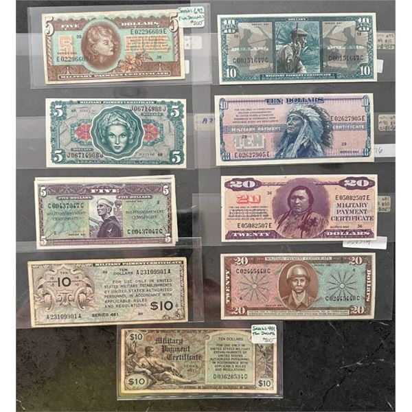 Military Payment Certificates, 1946-73, a group of 102
