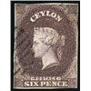 Image 1 : Ceylon, 1859, Queen Victoria, 6d deep brown, imperf., Large Star watermark