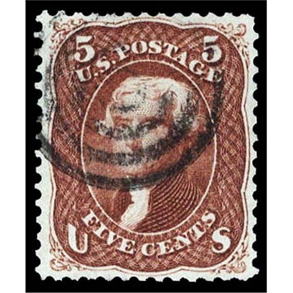 1862, 5¢ Jefferson, red brown