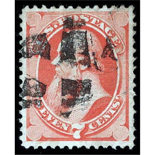 1871, 7¢ Stanton, vermilion, H. grill, N.B.N.C. printing