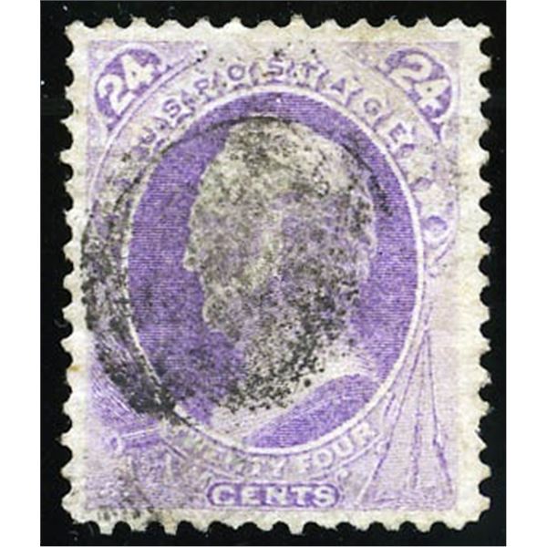 1870, 24¢ Scott, purple, without grill, N.B.N.C. printing