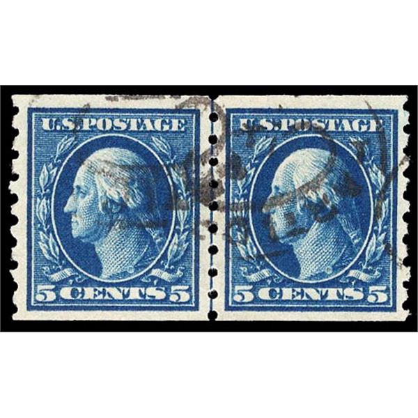 1913, 5¢ Washington, blue, S.L. watermark, horizontal coil
