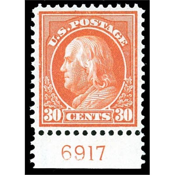 1914, 30¢ Franklin, orange red, S.L. watermark, perf. 12