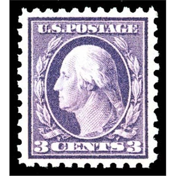 1914, 3¢ Washington, deep violet, S.L. watermark, perf. 10, "pink back" variety