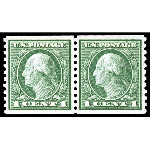 1914, 1¢ Washington, green, S.L. watermark, horizontal rotary press coil