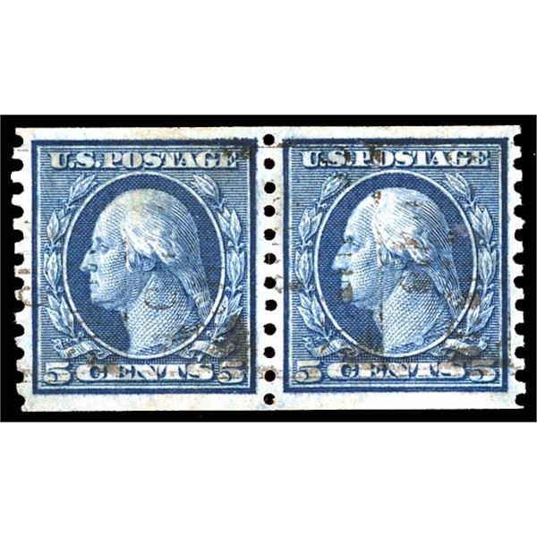 1916, 5¢ Washington, blue, S.L. watermark, horizontal rotary press coil
