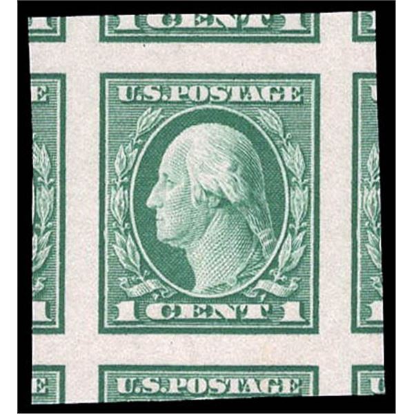 1916, 1¢ Washington, green, unwatermarked, imperf.
